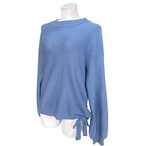Everly (Anthropologie) blue knit sweater with bow detail - m